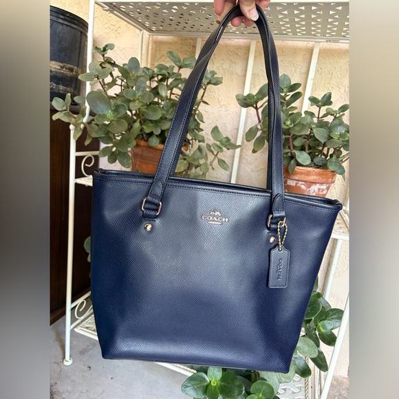 Coach Navy Blue Leather Tote NWT - Picture 1 of 7